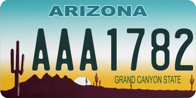 AZ license plate AAA1782