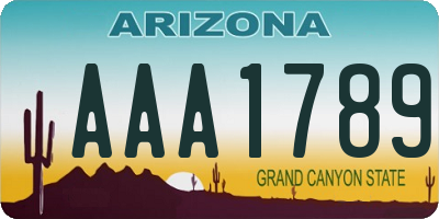AZ license plate AAA1789