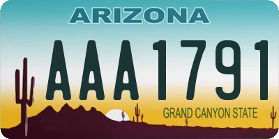 AZ license plate AAA1791