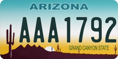 AZ license plate AAA1792