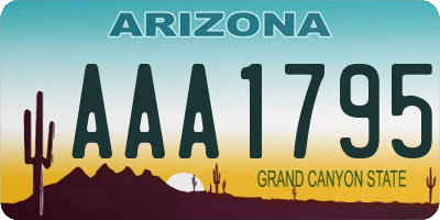 AZ license plate AAA1795