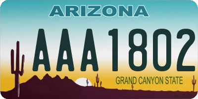 AZ license plate AAA1802