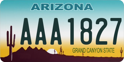 AZ license plate AAA1827