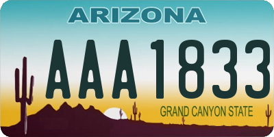 AZ license plate AAA1833