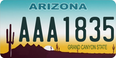AZ license plate AAA1835