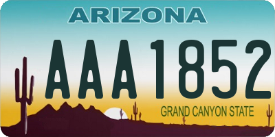 AZ license plate AAA1852
