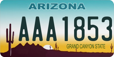 AZ license plate AAA1853