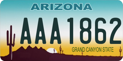 AZ license plate AAA1862