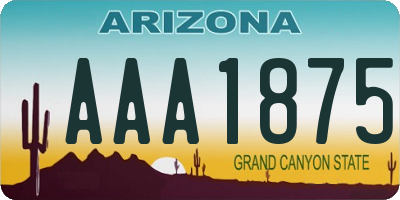 AZ license plate AAA1875