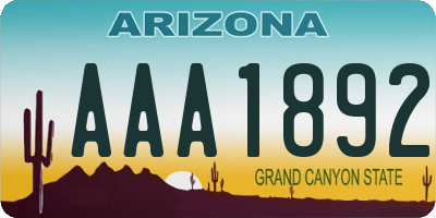 AZ license plate AAA1892
