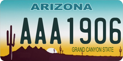 AZ license plate AAA1906