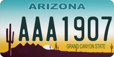 AZ license plate AAA1907