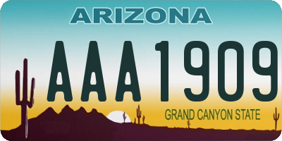 AZ license plate AAA1909
