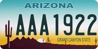 AZ license plate AAA1922