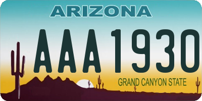 AZ license plate AAA1930