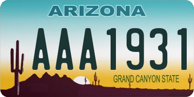 AZ license plate AAA1931