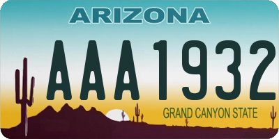 AZ license plate AAA1932