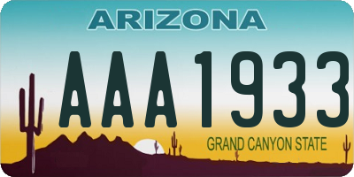 AZ license plate AAA1933