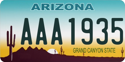 AZ license plate AAA1935