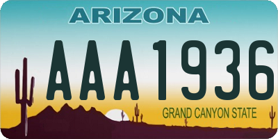 AZ license plate AAA1936