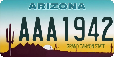 AZ license plate AAA1942