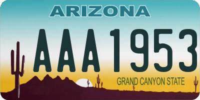 AZ license plate AAA1953