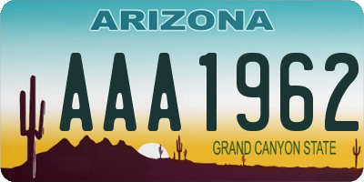 AZ license plate AAA1962