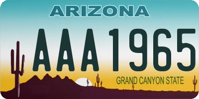 AZ license plate AAA1965