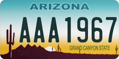 AZ license plate AAA1967