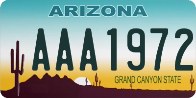 AZ license plate AAA1972