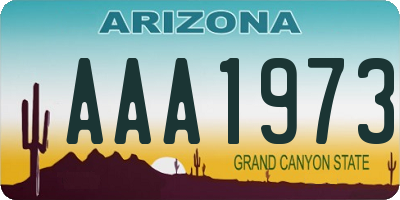 AZ license plate AAA1973