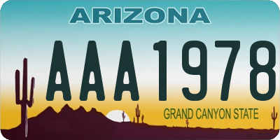 AZ license plate AAA1978