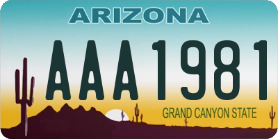 AZ license plate AAA1981