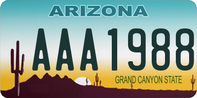AZ license plate AAA1988