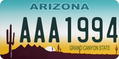 AZ license plate AAA1994