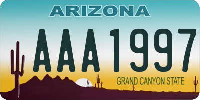 AZ license plate AAA1997