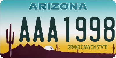 AZ license plate AAA1998