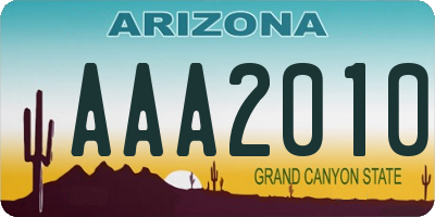 AZ license plate AAA2010