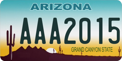AZ license plate AAA2015