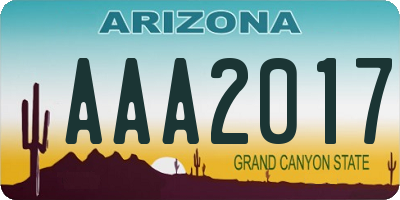 AZ license plate AAA2017