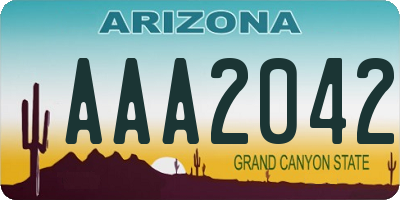 AZ license plate AAA2042