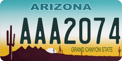 AZ license plate AAA2074