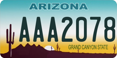 AZ license plate AAA2078