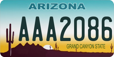 AZ license plate AAA2086