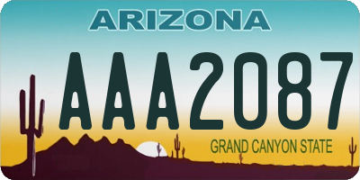 AZ license plate AAA2087
