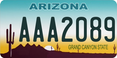 AZ license plate AAA2089