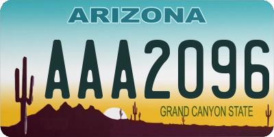 AZ license plate AAA2096