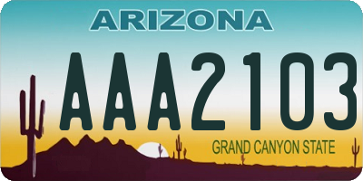 AZ license plate AAA2103