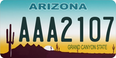 AZ license plate AAA2107