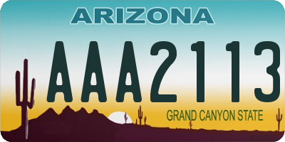 AZ license plate AAA2113